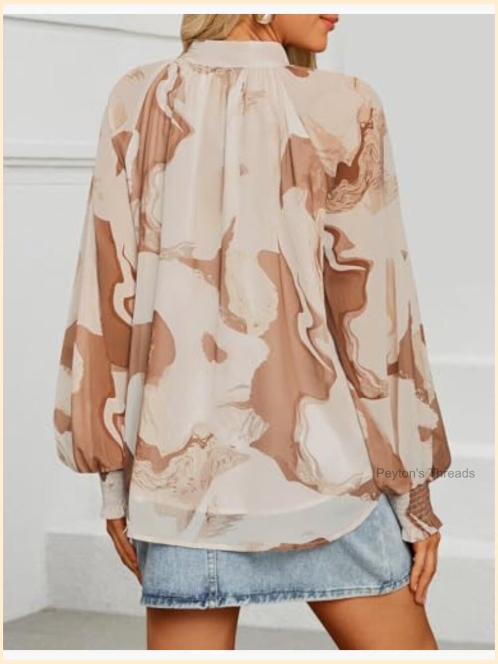 Floral Print Long Sleeve Button Down Boho Oversized Blouse - Picture 5 of 7